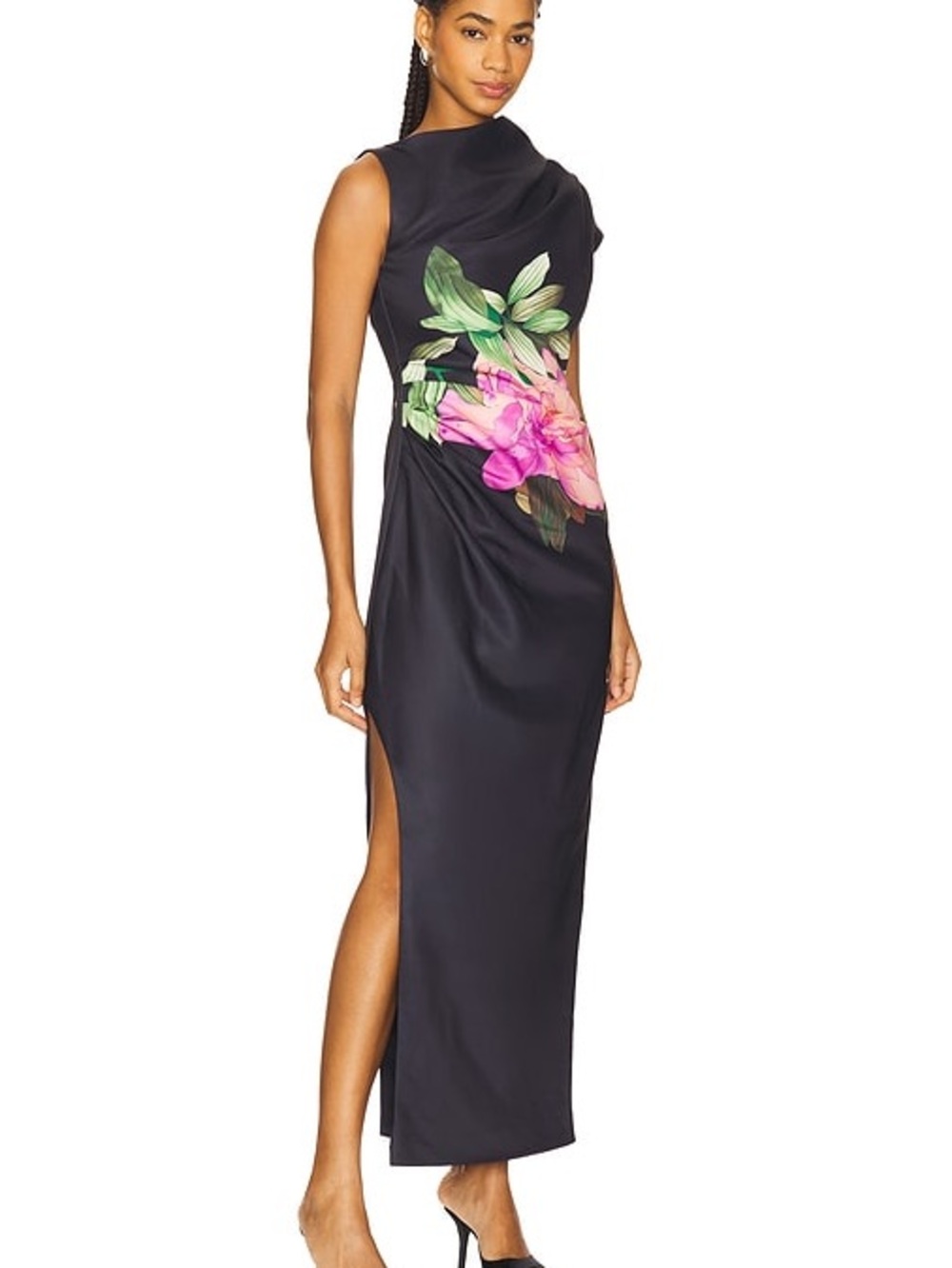zelie Asymmetrical Gown in Black